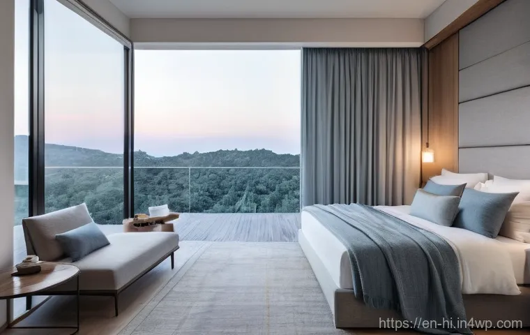 침대 배치에 따른 수면 질 향상 - **"A serene, impeccably organized bedroom at twilight. The bed is positioned in a commanding spot, d...