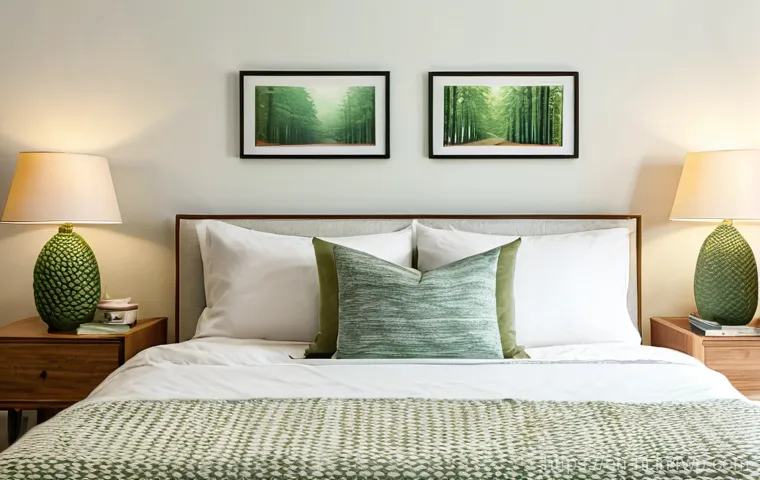 침대 배치에 따른 수면 질 향상 - **"A serene, impeccably organized bedroom at twilight. The bed is positioned in a commanding spot, d...