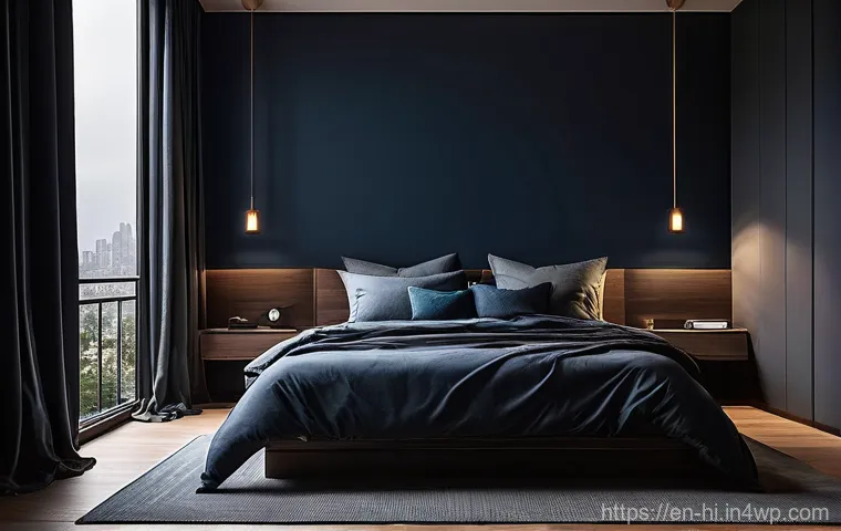 수면 환경과 기분 변화의 관계 - **A tranquil and inviting bedroom sanctuary bathed in soft, natural light.** The walls are painted i...