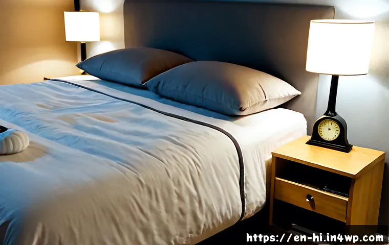 Home 17 간단한 수면 환경 점검 방법 - Photorealistic cozy bedroom prepared for a simple sleep environment check, neatly made bed with whit...